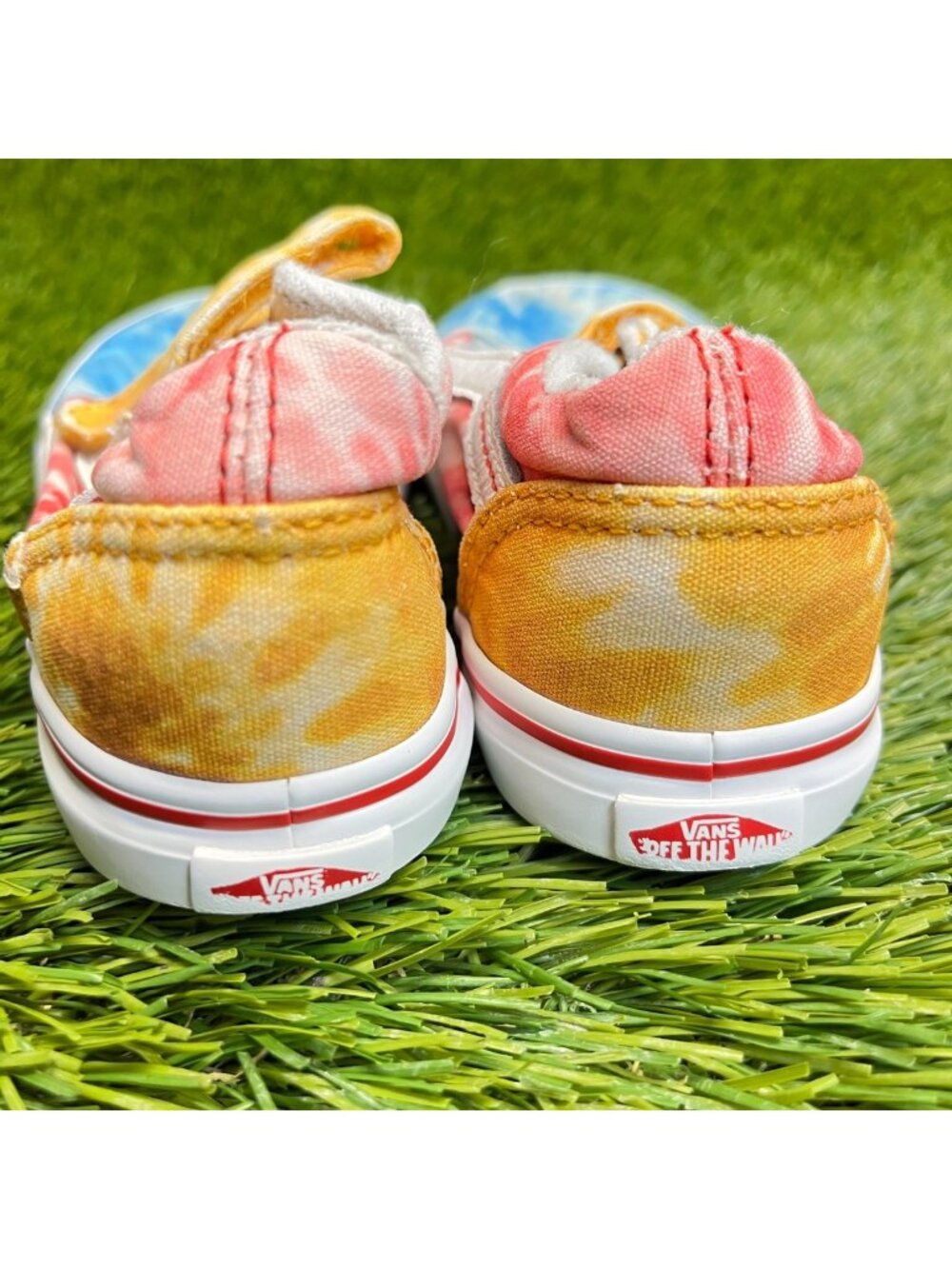 Vans Old Skool V Boys Size 9C Blue Red‎ White Athletic Walking Shoes Sneakers
